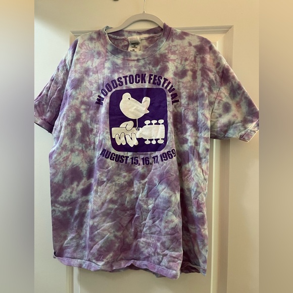 Official 90’s Print of ‘69 Woodstock Festival Tie-Dye Short Sleeve Tee XL - Picture 1 of 6